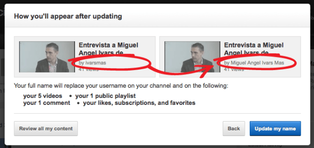 YouTube nombre real de Google Plus