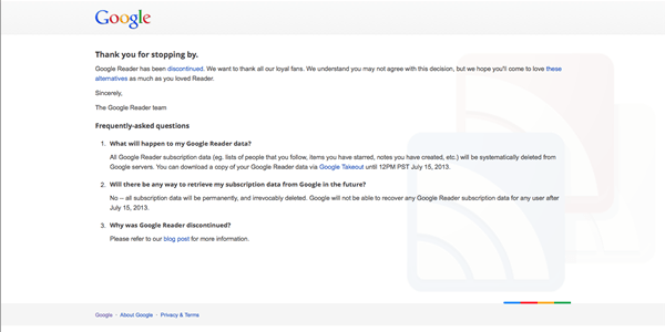 El día que murió Google Reader