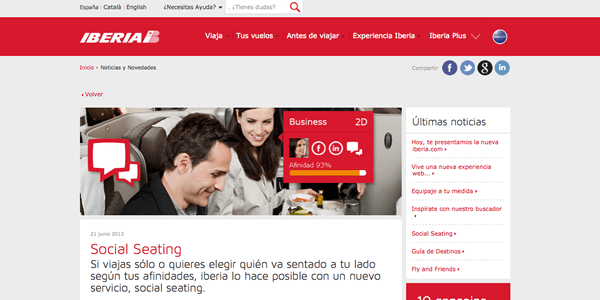 El Social Seating llega a los vuelos de Iberia 